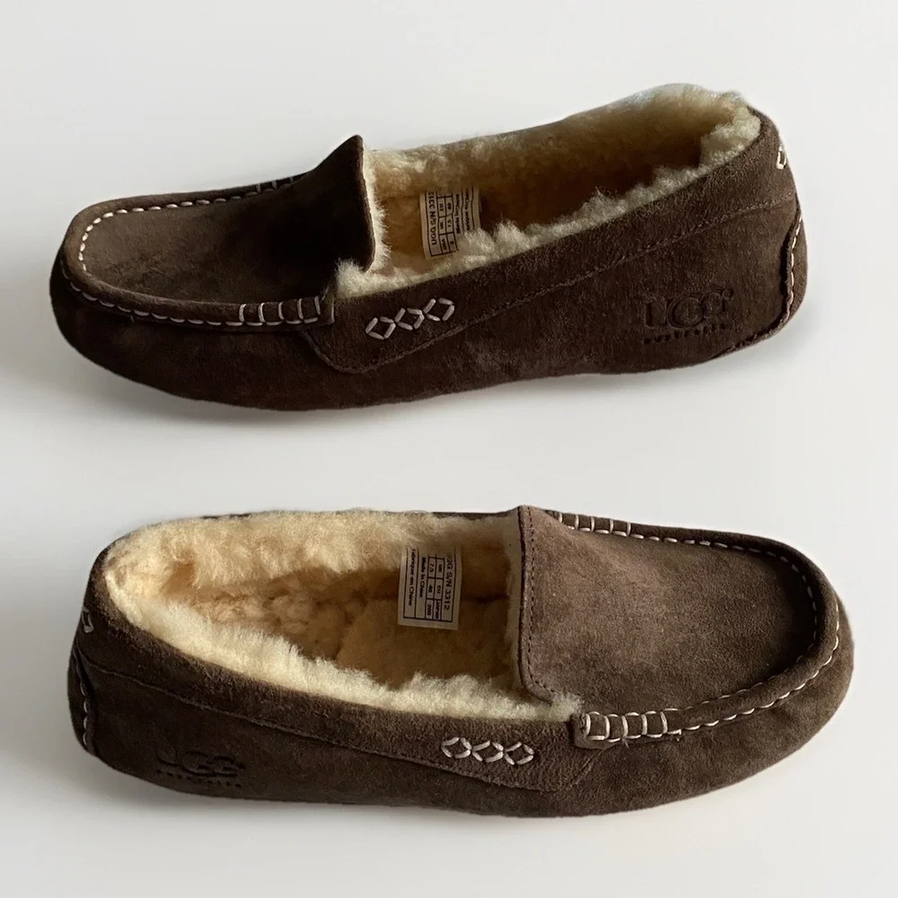 UGG‎ Ascot Moccasin Slipper Men's Sz 9 Brown Suede Shearling Slip-on Grandpacore